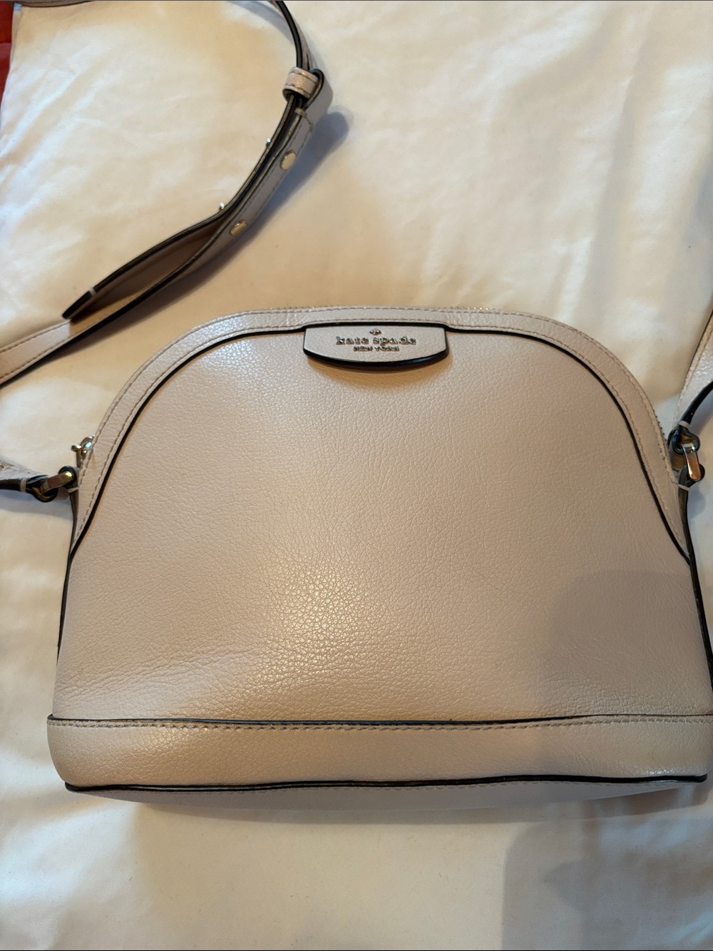 kate spade pebble leather dome crossbody in light tan